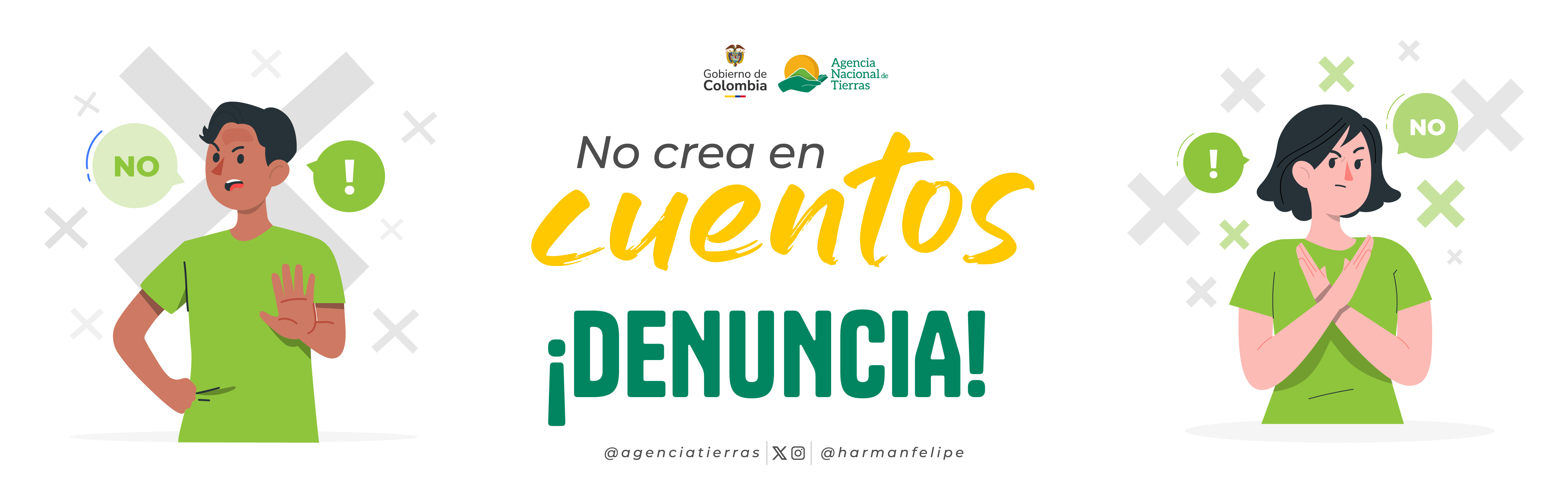 Banner informativo mensaje no crea en cuentos DENUNCIA! 