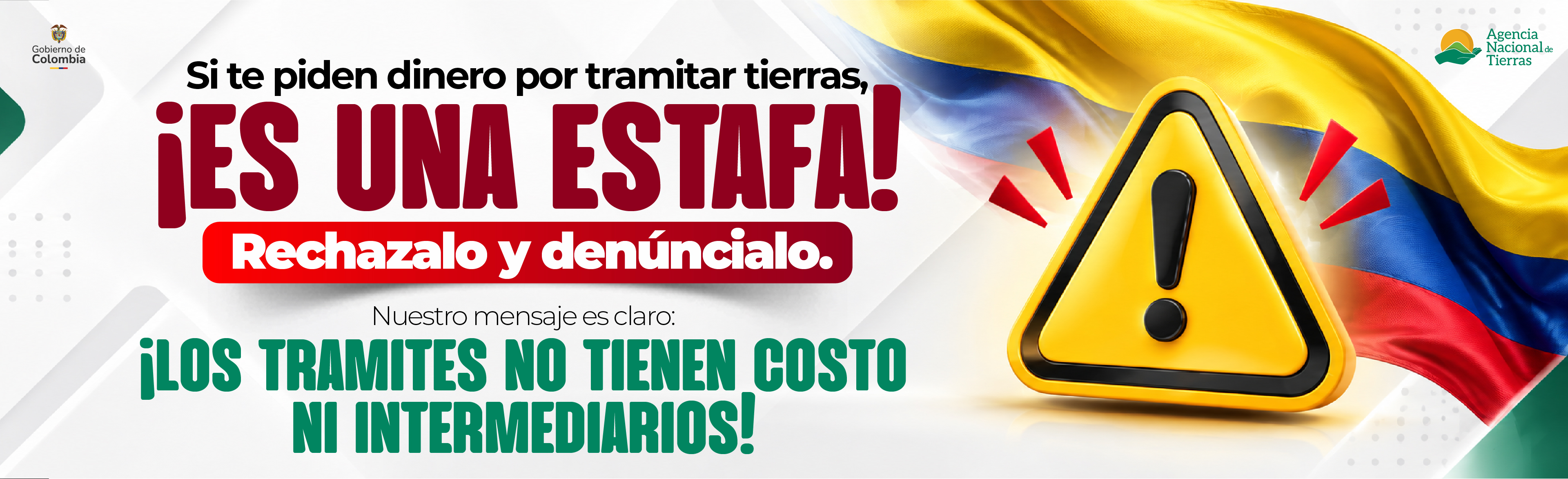 Banner informativo los tramites no tienen costo
